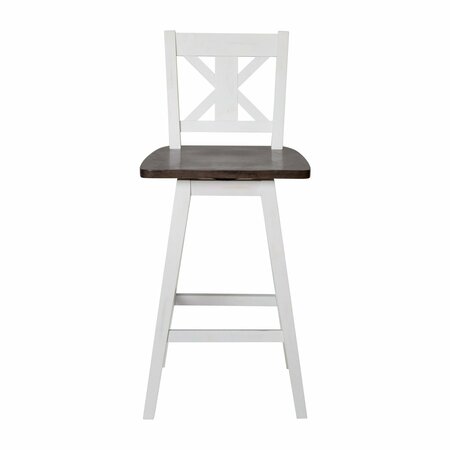 Flash Furniture Gwendolyn Commercial Solid Wood Modern Farmhouse Swivel Bar Height Barstool in Antique White Wash ES-G1-29-WH-GG